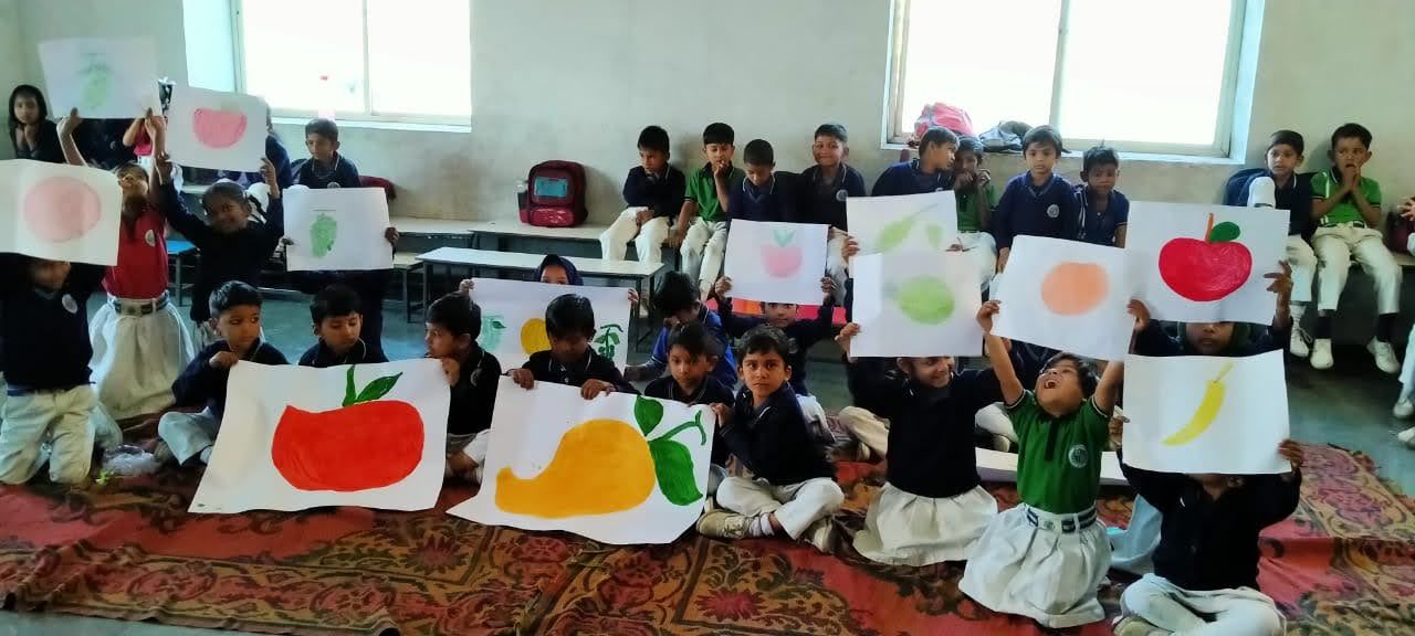 Pre-primary fruit painting activity